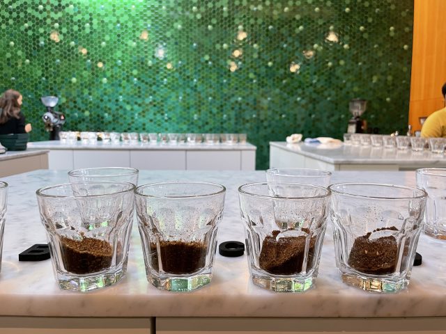 cupping coffee at the crown